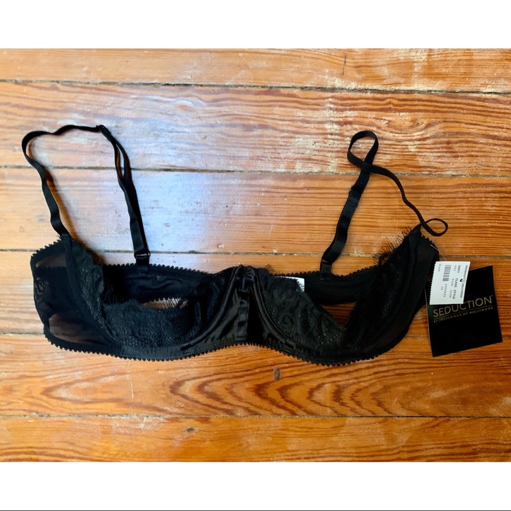 Lace satin mesh shelf bra